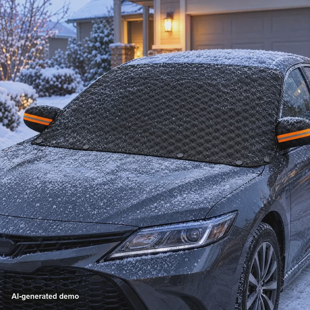 The Clear Morning Kit: Windshield Snow & Frost Cover with Mirror Covers + Storage Bag