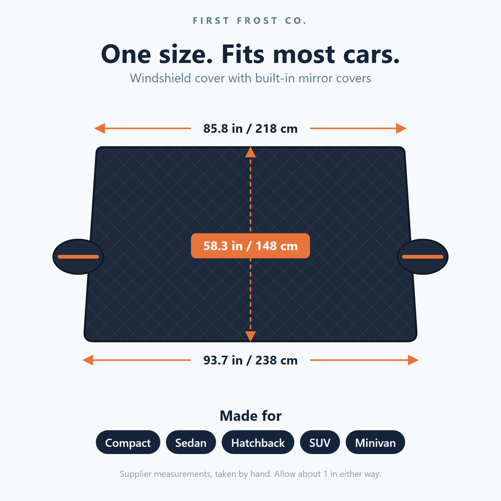 The Clear Morning Kit: Windshield Snow & Frost Cover with Mirror Covers + Storage Bag