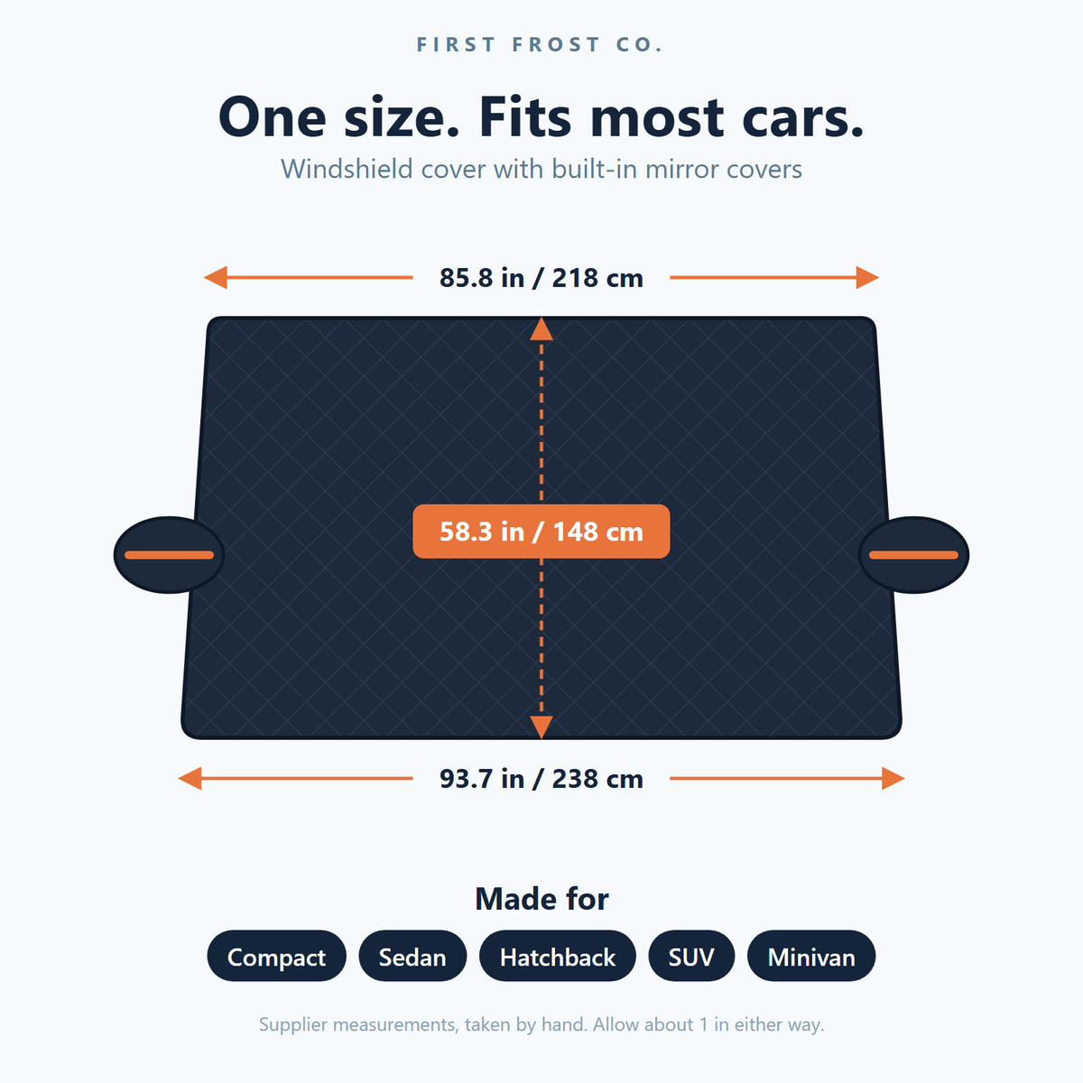 The Clear Morning Kit: Windshield Snow & Frost Cover with Mirror Covers + Storage Bag